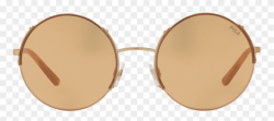 Half Rim Round Sunglasses In Shiny Rose Gold - Sunglasses ...