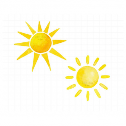 Watercolor Sun Clipart | Sunshine Printable PNG Illustrations