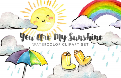 You Are My Sunshine Watercolor Clipart - INSTANT DOWNLOAD ...