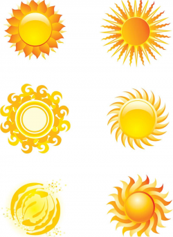 sun art | Set of 6 vector stylized sun illustrations or ...