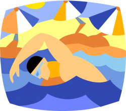 Swimmer Swims Breaststroke in Ocean - Vector Image