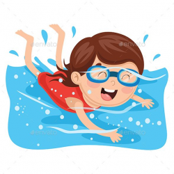 Vector Illustration of Kid Swimming #Illustration, #Vector ...