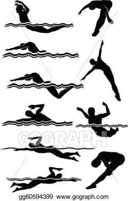 EPS Vector - Swimming & diving male silhouettes. Stock ...