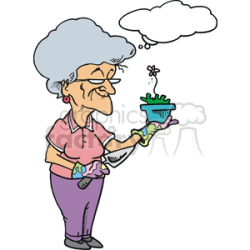 cartoon grandma doing some gardening clipart. Royalty-free clipart # 155679