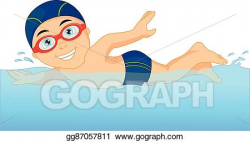 Vector Clipart - Boy swimmer in the swimming pool. Vector ...