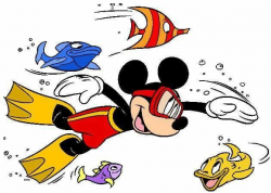 Mickey swimming with some colorful fish | Mickey & Minnie ...