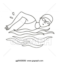 Clipart - Swimmer in cap and goggles swimming in the pool ...