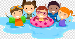 Five children on water illustration, Swimming pool Child ...