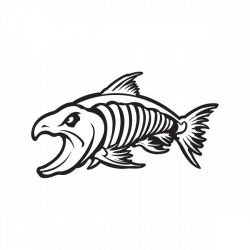 Printed vinyl Aggressive Salmon Fish Skeleton | Stickers Factory