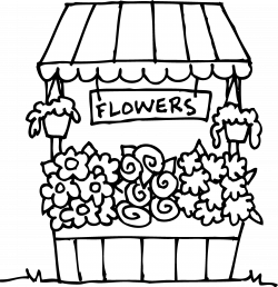Cute Flower Stand Coloring Page - Free Clip Art