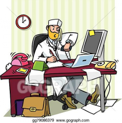 EPS Illustration - Busy chief doctor in a office. Vector ...