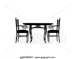 Stock Illustration - Chairs table silhouette outline ...