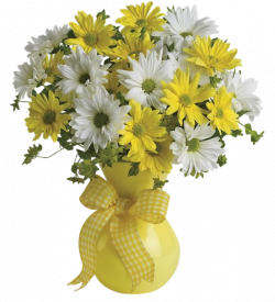 Vase with Yellow and White Daisies PNG Clipart Picture | FLOWERS ...