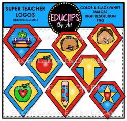 Teacher Appreciation Week - Super Teacher Logos Clip Art {Educlips Clipart}