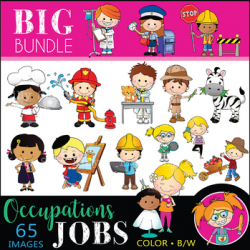 OCCUPATIONS - BIG BUNDLE. BLACK AND WHITE & Color Clipart. {Lilly Silly  Billy}