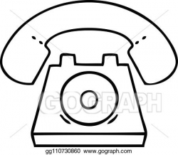 EPS Vector - Line drawing cartoon old telephone. Stock ...