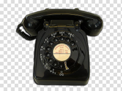 Retro , black and brown rotary telephone transparent ...