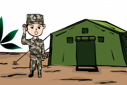Cartoon Military camp Camping - Military training, summer camp ...
