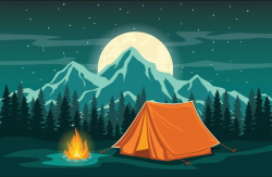 Evening Camping | VECTOR DESIGNS (Wallpapers) in 2019 ...