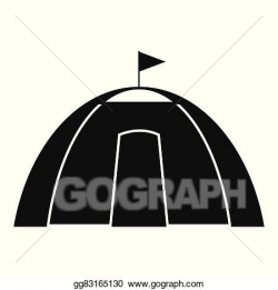 Vector Art - Dome tent black simple icon. EPS clipart ...