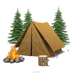 Camping Clip Art Illustration, Royalty Free Tent & Fire ...