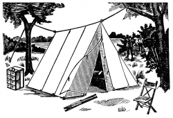 old fashioned tent, vintage camping clipart, wedge tent ...