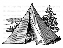 Vintage Tent Clip Art Printable Camping Illustration Digital ...