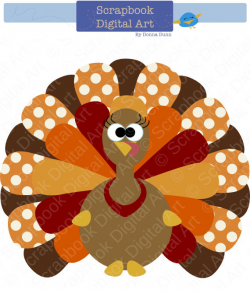 Colorful Turkey Digital Clip Art, Thanksgiving Turkey ...
