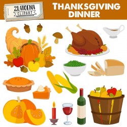 Thanksgiving Dinner Clip Art Thanksgiving graphic set Give Thanks digital  clipart Pilgrim clipart Thanksgiving graphics Turkey clipart