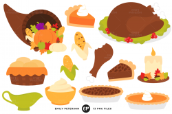 Thanksgiving Dinner Clipart By Emily Peterson Studio ...