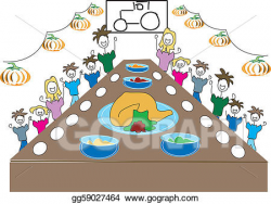 Vector Clipart - Thanksgiving dinner with the family. Vector ...
