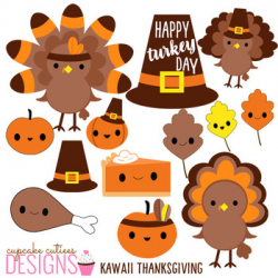 Thanksgiving Kawaii Clip Art Digital Graphics -Commercial Use