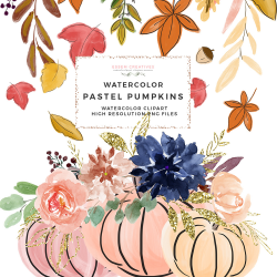 Fall Pumpkins Thanksgiving Clipart, Pumpkin Vase Graphics, Autumn Leaf  Wreath Clipart