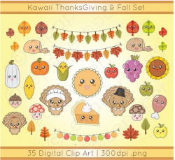 Kawaii Thanksgiving | Fall theme clipart, digital scrapbook ...