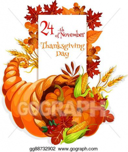 Vector Art - Thanksgiving day greeting cornucopia design ...