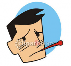 Sick Man With Thermometer In Mouth - Royalty Free Clipart ...