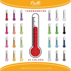 Thermometer Clipart in Rainbow Color/ Sick Day, Bad Day, Flu ...