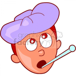 A sick boy with a thermometer clipart. Royalty-free clipart # 165804
