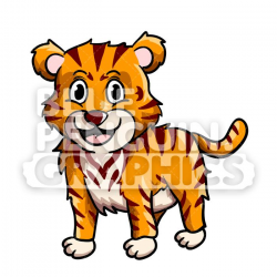 Cute Tiger Vector Cartoon Clipart Illustration