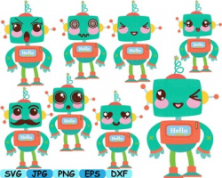 Kawaii Robots face props Japanese clipart svg props Toys toy robot back  -100s