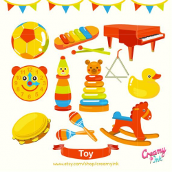 Kids Toy Digital Vector Clip art / Baby Toys Digital Clipart Design  Illustration / Rocking Horse, Children Toy / Instant Download