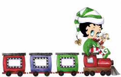 Adorable Betty Boop elf sitting on a train engine reading a gift ...
