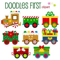 Christmas Trains Digital Clip Art for Scrapbooking Card ...