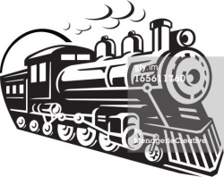 Line Art Graphic of steam train emerging from a tunnel ...