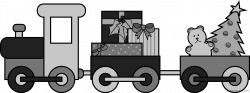 Toy Train Transportation free black white clipart images ...