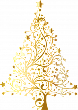 Clipart - Starry Christmas Tree Gold No Background