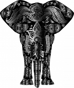 Clipart - Metallic Floral Pattern Elephant