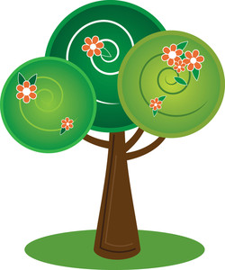 Clip Art Illustration of a Tree with Flowers | Garden Clipart