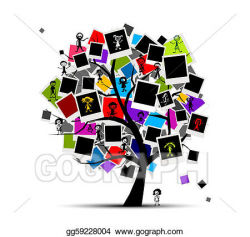 Vector Art - Memories tree with photo frames for your design ...