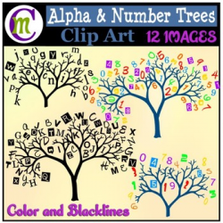 Alphabet Trees Clipart | Number Trees Clipart